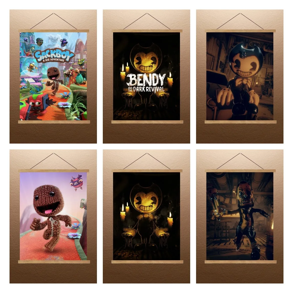 

Sackboy Poster Bendy and The Dark Revival Video Game Poster Anime Poster Canvas Live Room Wall Art Decor Magnet Hanging Painting