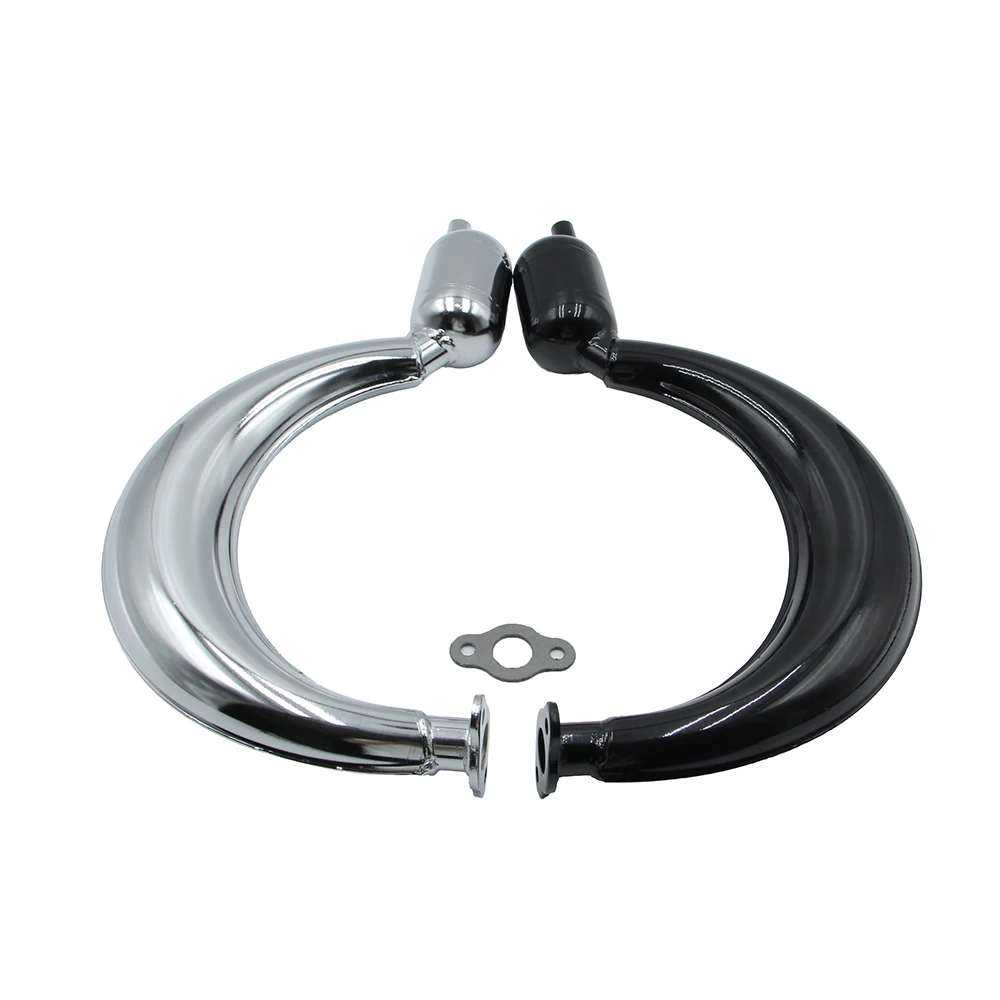 Motorbike Half Moon Muffler Exhaust With Gasket For 49cc 60cc 66cc 80cc 2-Stroke Engine Gas Motor Motorized Bicycle Bike Parts