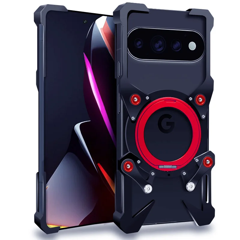 Luxury Armor Metal Aluminum Phone Bumper For Google Pixel 11 10a 9a 10 9 8 7 Pro XL Cover Mechanical Purely Handmade Skull Case