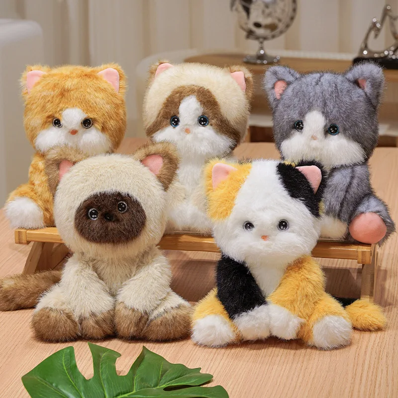 1pc Cartoon Katze Plüsch Puppe Devon Rex Siamese Katze Simulation Plüsch Spielzeug Kawaii Begleiten Schlaf Spielzeug Kind Geburtstag Geschenk s dekoration