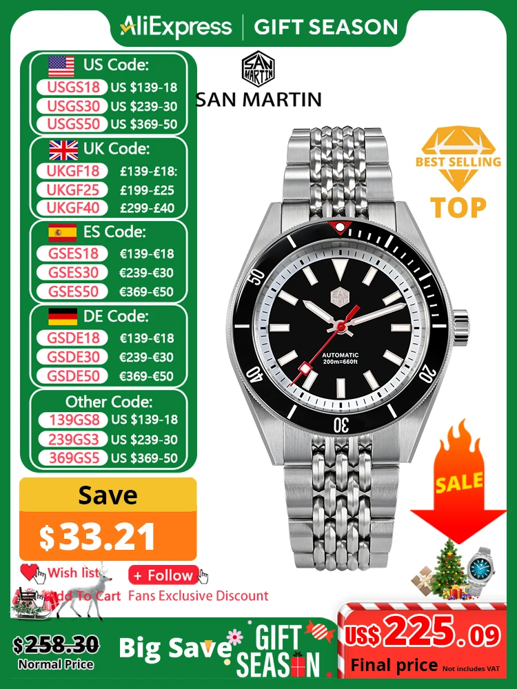 San Martin New 39.5mm Diver Watch Fashion Luxury NH35 Automatic Men Mechanical Watches Sapphire Waterproof 200m SN0115 Reloj