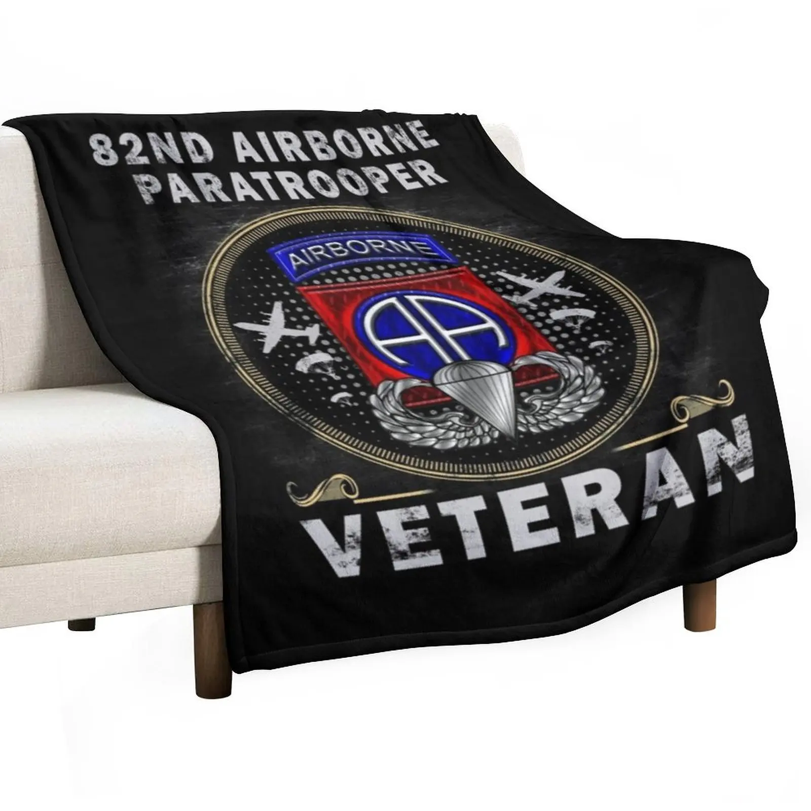 

82nd Airborne Paratrooper Veteran Throw Blanket Outdoor Soft Blanket for Picnic Beach Camping