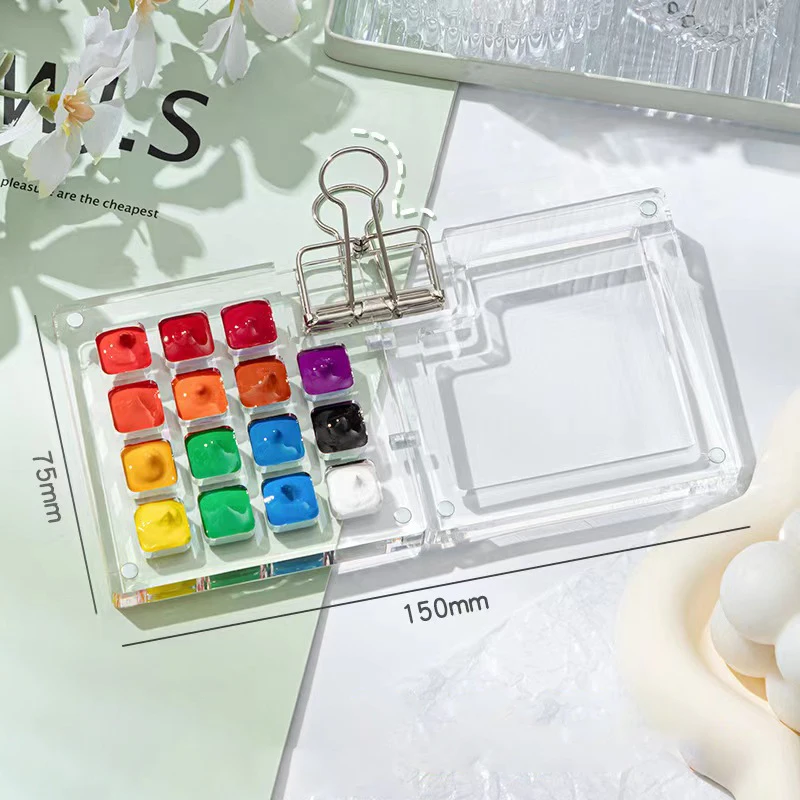 8/15 Grids Acrylic Mini Watercolor Palette Portable Paint Box Travel Painting Watercolor Paint Tray Art Supplies