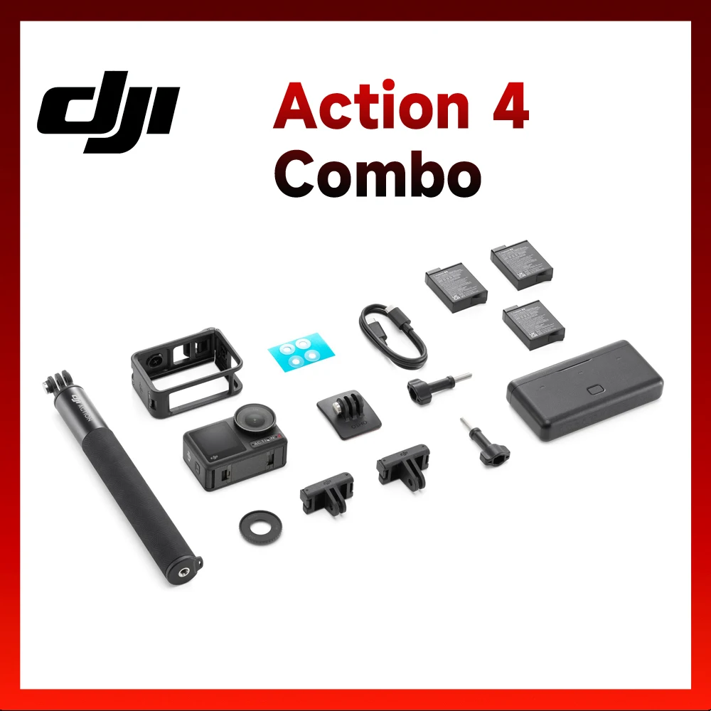 DJI Osmo Action 4 Combo 1/1.3″ Sensor 4K/120fps & 155º Ultra-Wide FOV Waterproof Up to 18m Dual Full-Color Touchscreens