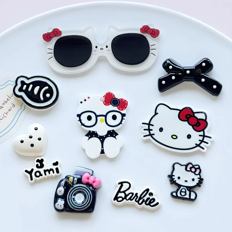 10-ピース-セットかわいいサングラスハローキティ靴チャーム-diy-取り外し可能な-abs-パッチ下駄靴アクセサリーパーティーギフト