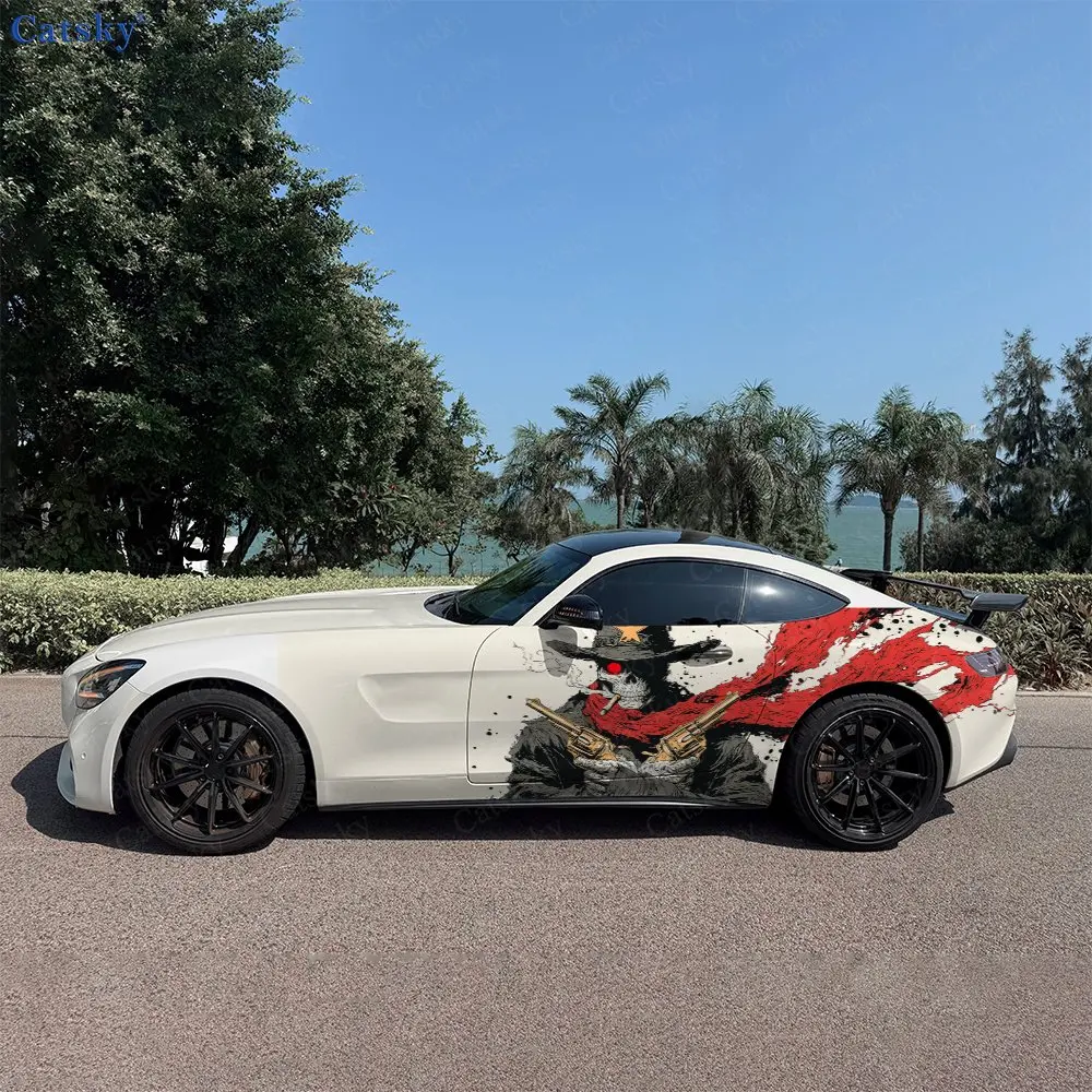Skeleton Gun Cowboy, 2pcs, Durable, Fade-resistant, Enhance Vehicle Aesthetics With Bold Artistic Design Car Vinyl Wraps