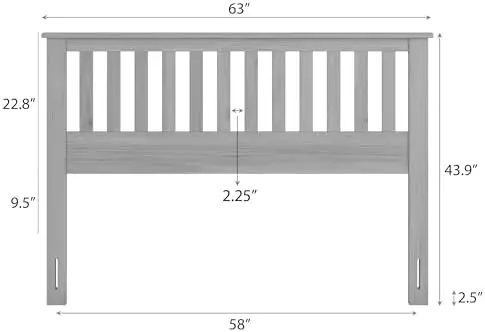 Serene Wood Panel Headboard with Mission Slats, Queen Size, Stained Pine, Easy Assembly, Quality Materials