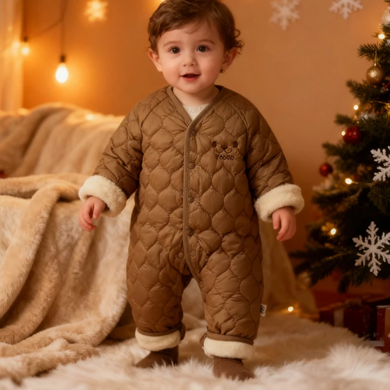 

Baby Clothing Warm Bodysuits For Baby Boys Girls Newborn Autumn Winter Jumpsuits Cute Printed Romper Kids Clothes Plush Outfit
