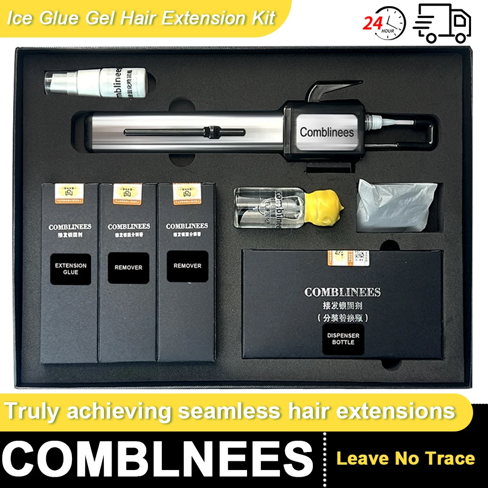 

Comblinees P1 Набор аппликаторов для наращивания волос с машиной для холодного клея и гелем для ледяного клея для длительного наращивания без следов