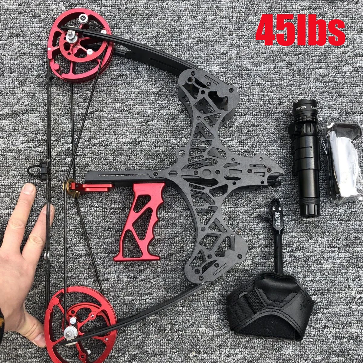 45lbs Dual-purpose Small Compound Bow Can Shoot Steel Ball Bow and Arrow Hunting Mini Pulley Bow Archery Full Metal