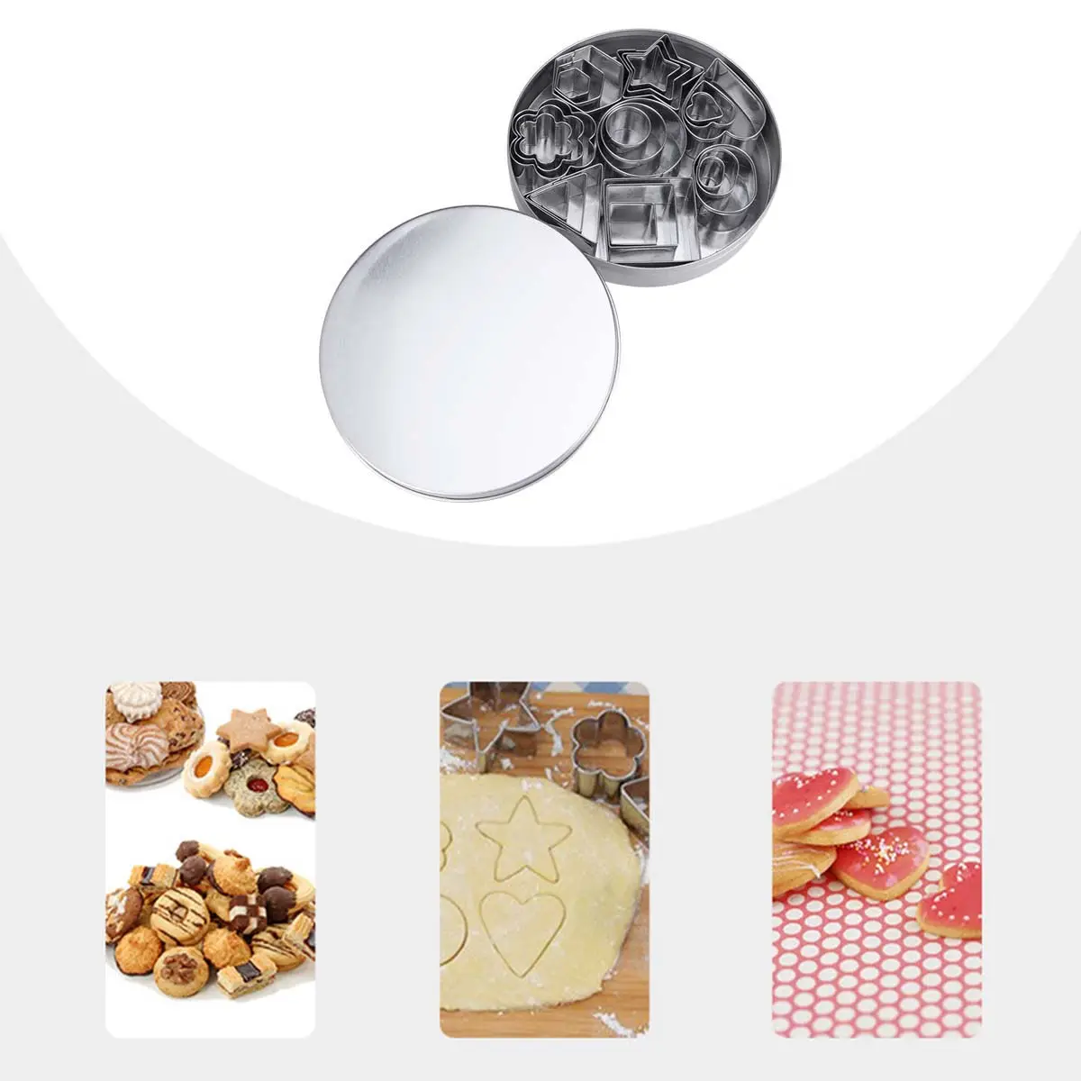 Stainless Steel Cookie Cutters Set Mini Geometric Baking Molds Metal Pastry Cutters For Holiday Kitchen Bakery Use