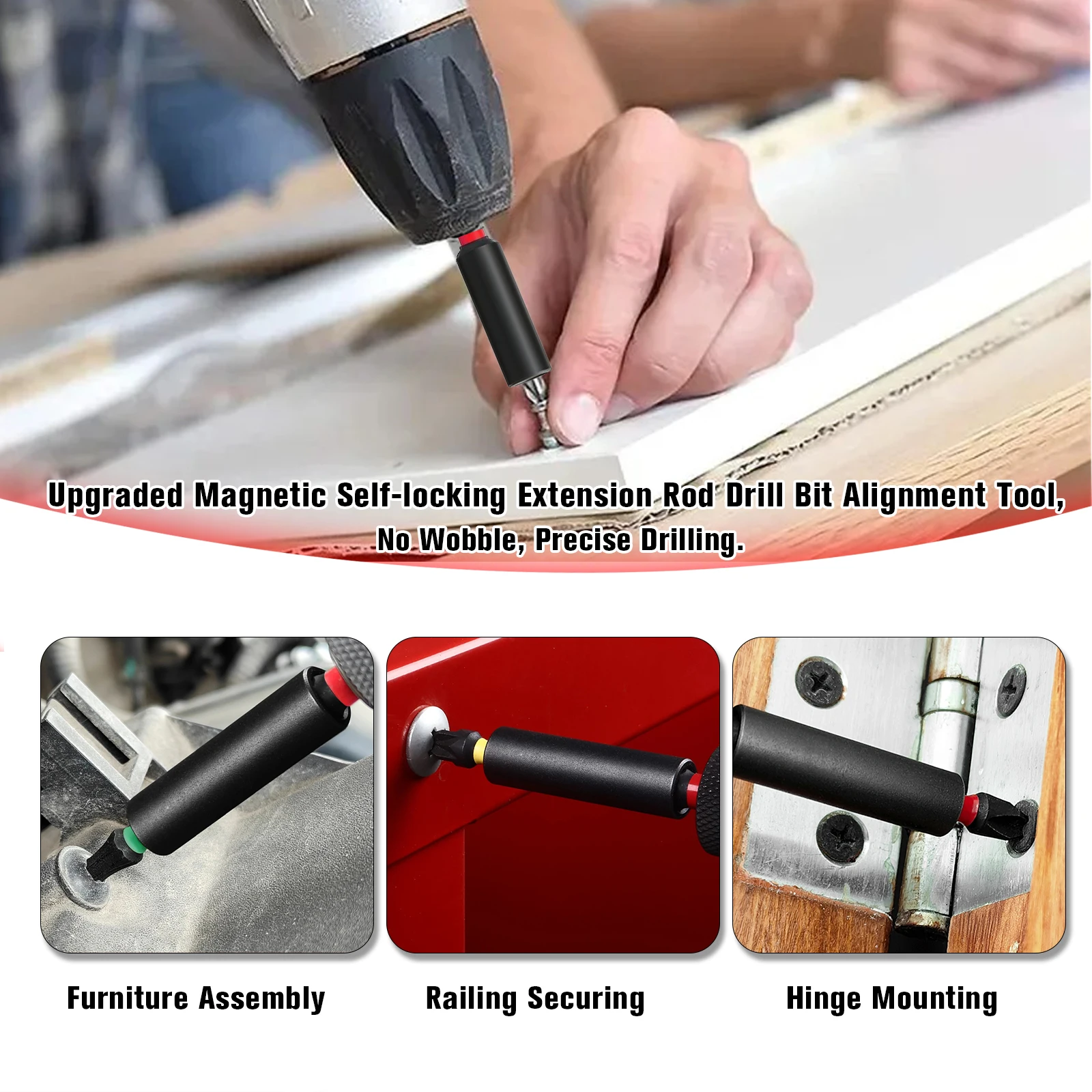 6-teiliger Magnetischer Bit-Verlängerungshalter 1/4" Sechskant-Schraubendreher-Verlängerungsstange Starker Magnet für Bohrmaschine Schlagschrauber Elektrowerkzeuge – Detail 4