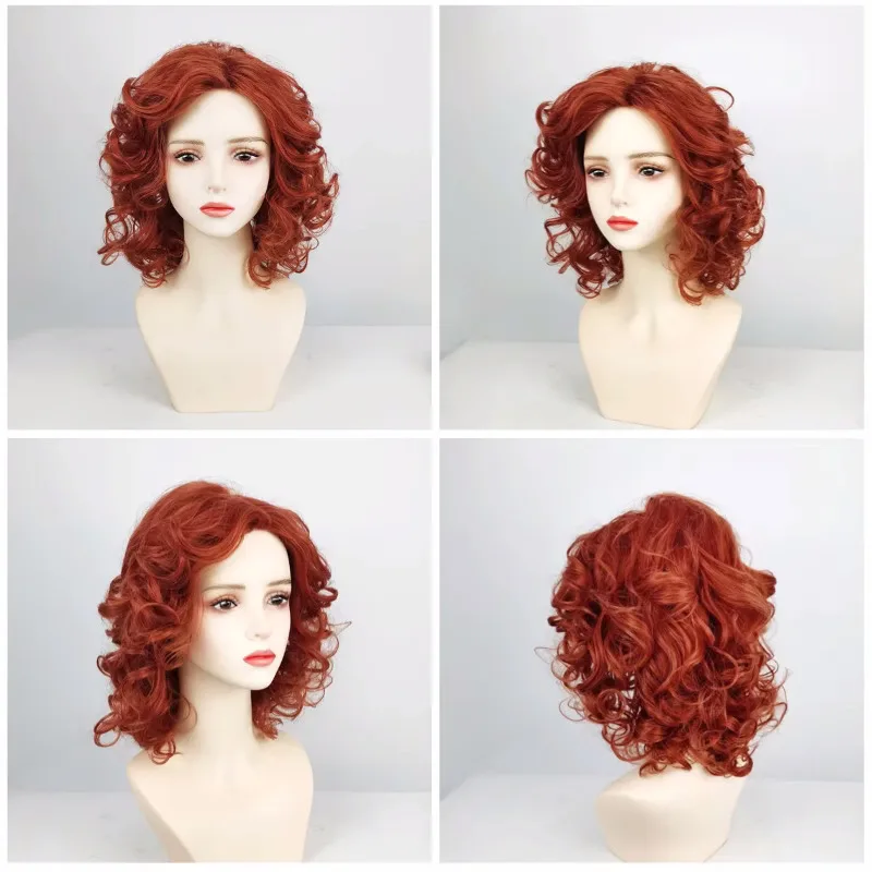 

Ladies Wig Natural Short Straight Curly Wavy Synthetic Orange Full Wigs