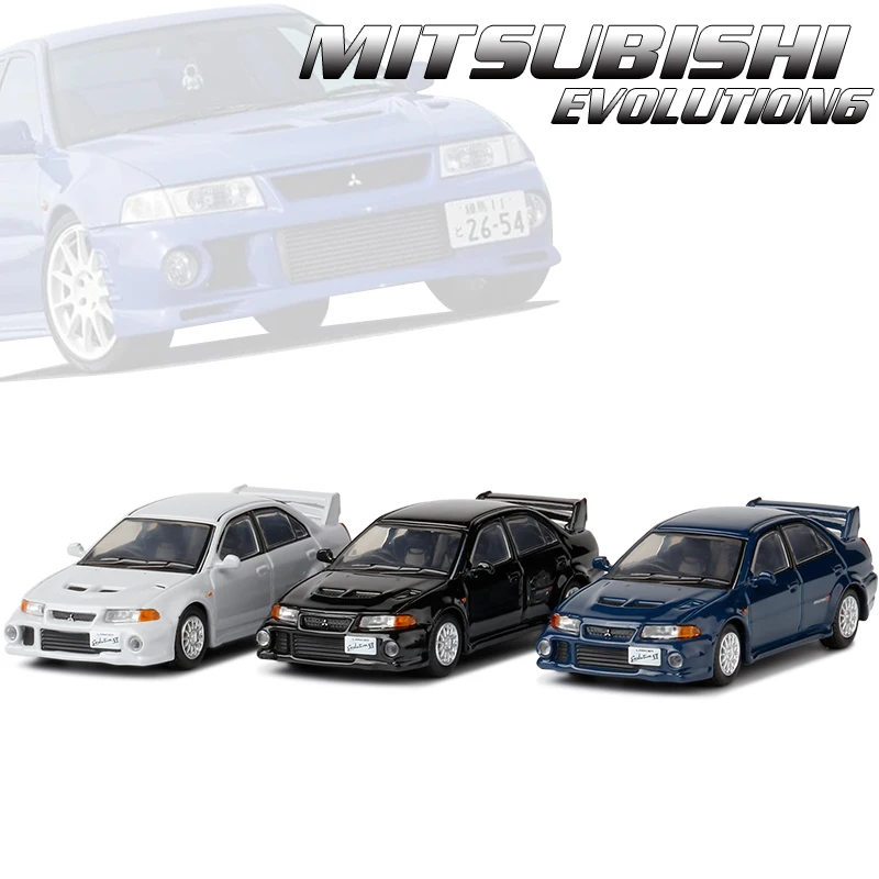 

Модель спортивного автомобиля JKM 1/64 Lancer Evolution VI, литая модель автомобиля, Металлическое шасси, амортизационная Коллекционная модель, украшения