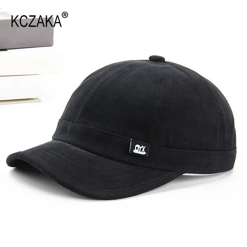 5cm Short Brim Baseball Cap for Men Casual Soft Top 6 Panels Cotton Snapback Caps for Women Solid Short Billed Umpire Dad Hats