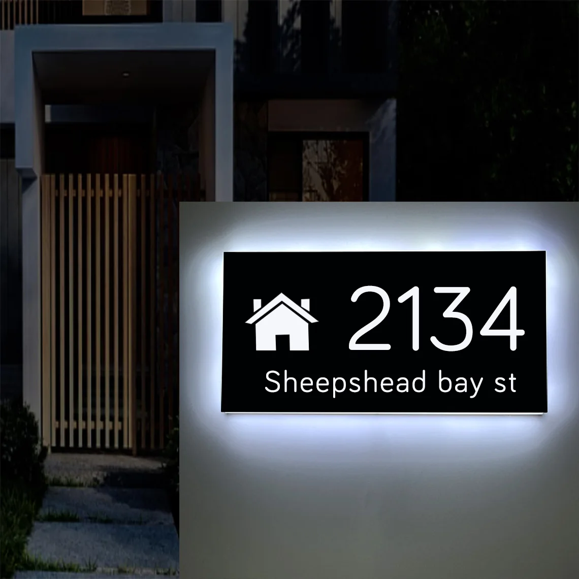 

Custom Illuminated House Number Sign Metal Backlit Address OutDoor Plaque Personalized Door Sign New House Gift