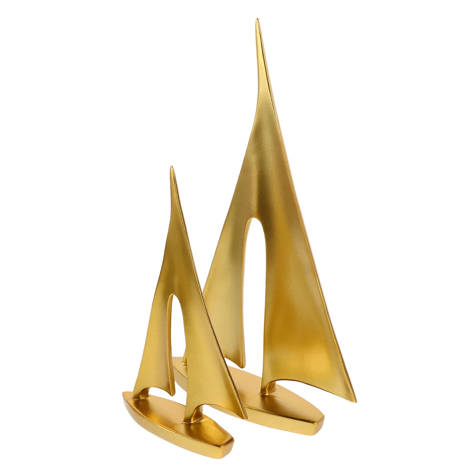 

2Pcs Modern Gold Sailboat Sculpture Resin Sailing Boat Ornament Nautical Theme Decor for Home Living Room Cabinet