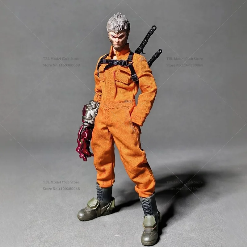 1/12 Scale Male Clothes Orange Integrated Workwear Distressed Style Jumpsuit For romankey ant 6-inch Action Figure Soldier