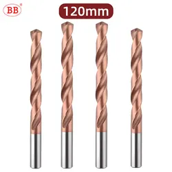 BB-taladro de carburo recubierto de 120mm de longitud, herramienta de fabricación de agujeros de Metal para acero inoxidable