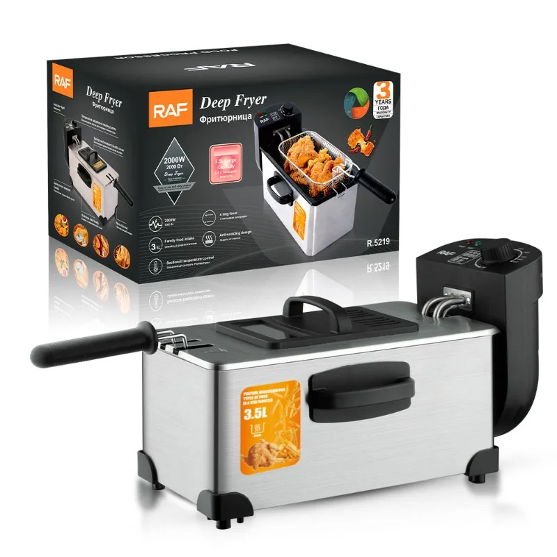 EU/UK Electric Deep Fryers 2000W Large Capacity Oil Oven Countertop Commercial Fryer for Street Vendors Fried Chicken Fries Pot