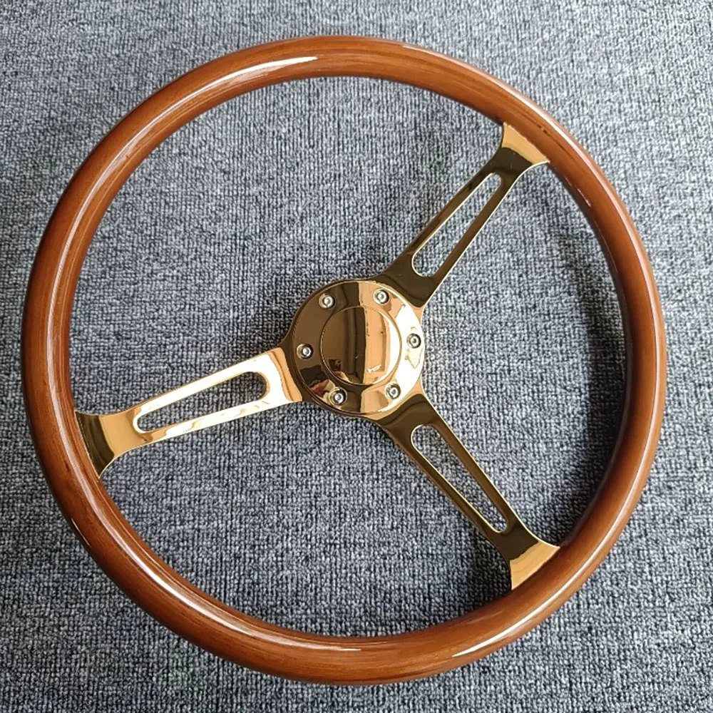 Solid Wood Retro Racing 15 Inch Universal Steering Wheel Sports Modification Automobile Steering Wheel Car Accessories