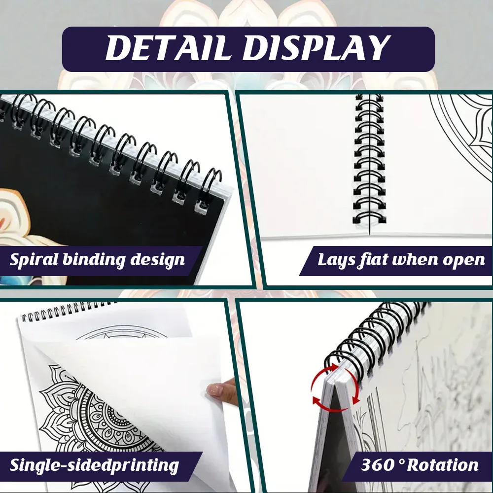 60 Pages Mandala Pattern, Adult Coloring Book, Fun Coloring Book, Relaxing and Stress Relieving Drawing Book