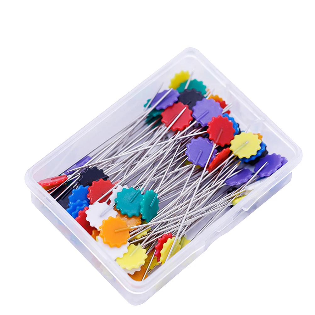 

50Pcs Sewing Head Pins Bright Flat Flower Tips Straight Pins for Marking Decorating Sewing Craft Applications Flower Head