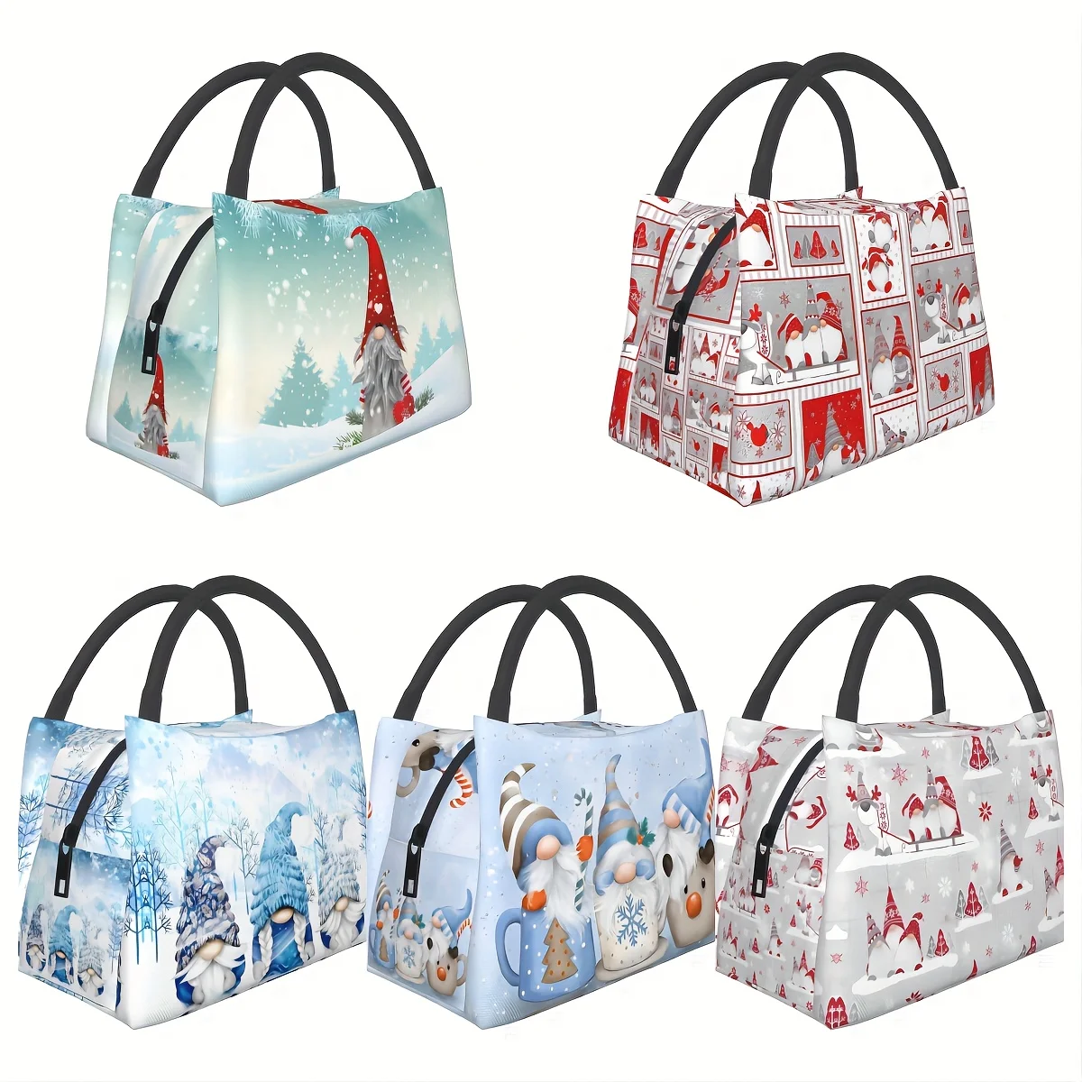 1pc Hello Winter Gnome Pattern, Multiple Styles Available, Portable Reusable Cooler Bag, Insulated Bag, Insulated Lunch Bag