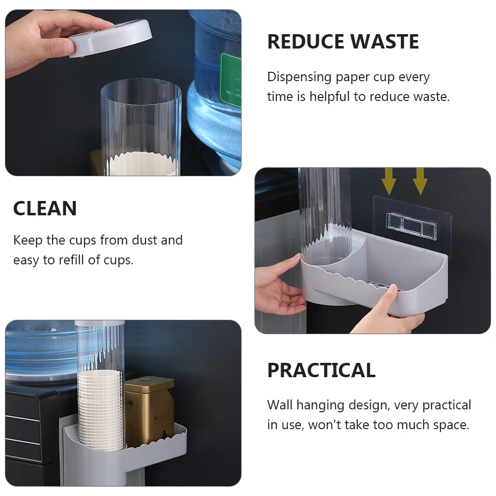 

Wall Mounted Dispenser Paper Cup Rack Punch-Free Cup Holder Beverage Container Storage Rack Easy Install