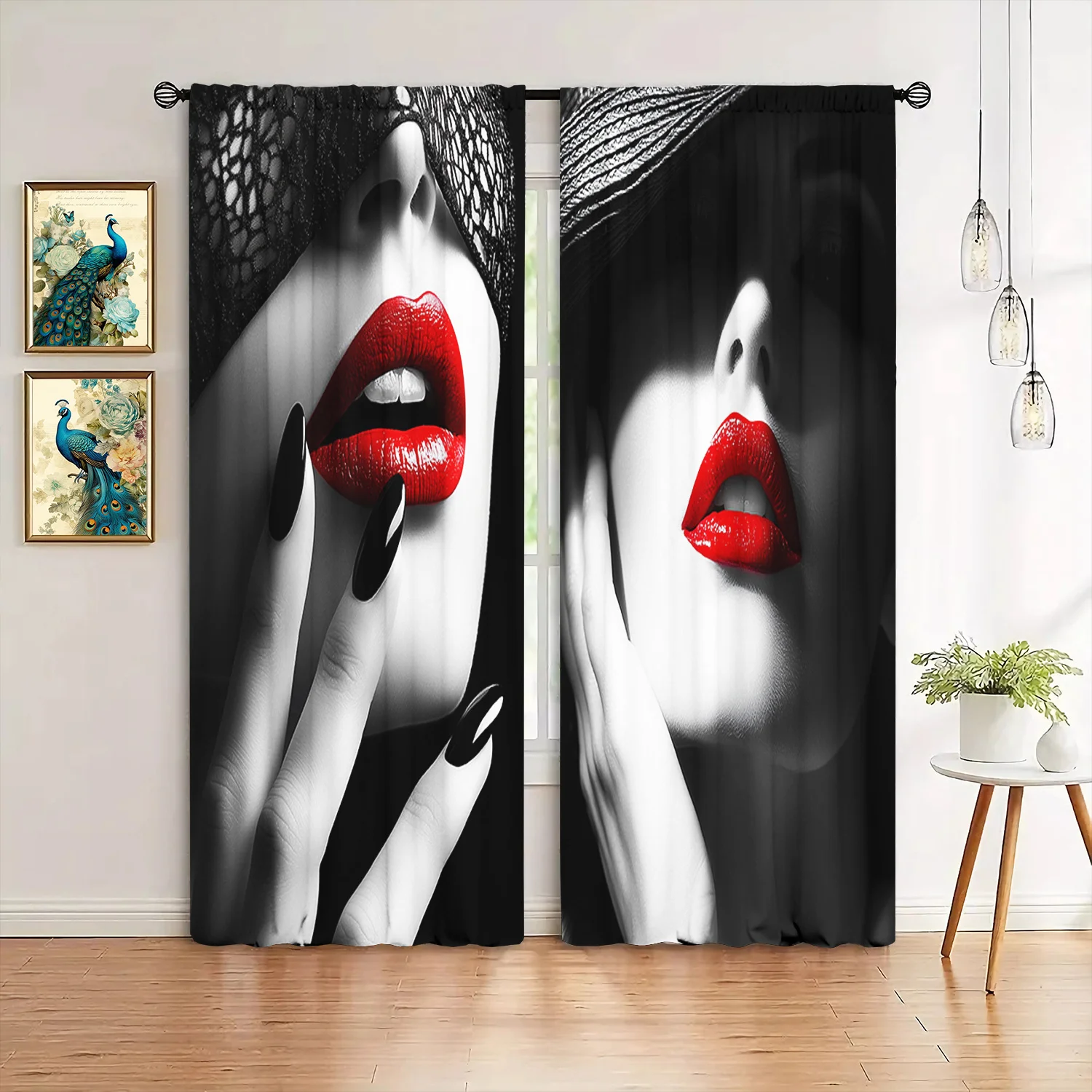 Stylish Pop Art Curtains for Living Room Bedroom Abstract Dramatic Face Print Window Drapes Modern Gallery Artwork Home Decor