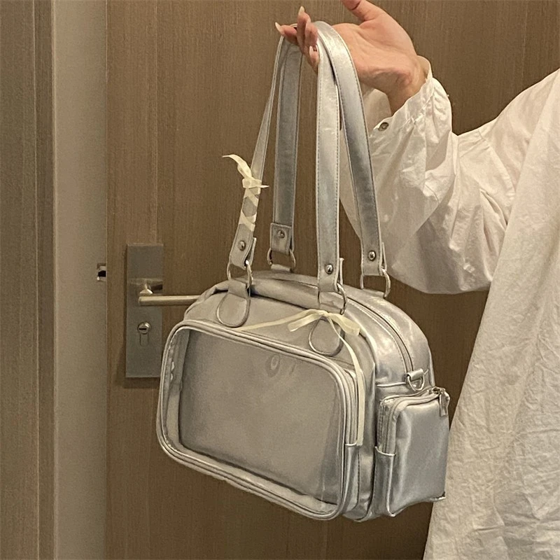 Y2k Ita Bag Crossbody Shoulder Bags, Clear Window PU Handbag, Kawaii Lolita Anime Display Purse For Girls Daily Cosplay