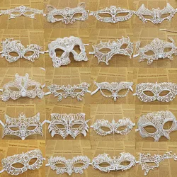 1pcs Hot Sale White Sexy Lace Half Face Masks Various Styles Halloween Masquerade Party Dance Mask Costume