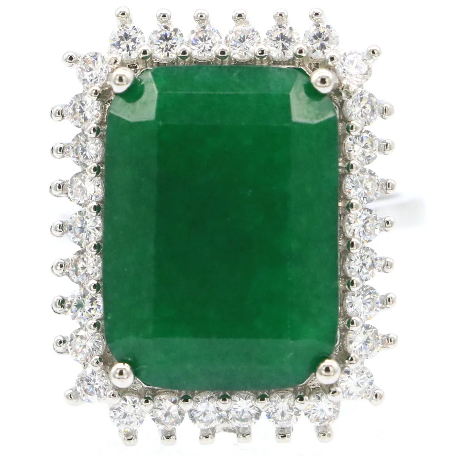 

Buy 4 Get 1 Free 24x19mm Jzaza Highly Recommend Real Green Emerald Red Ruby CZ Ladies Daily Wear Silver Rings Many Sizes