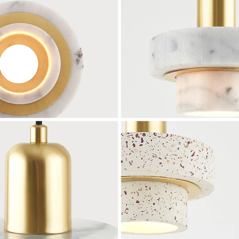 Modern Led Marble Pendant Lighthing Living Room Decoration Designer Terrazzo Restaurant Industrial Chandelier For Home