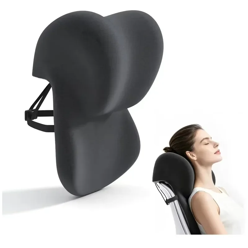 Ergonomic Memory Foam Neck Pillow for Gaming Chair Adjustable Headrest Cushion with Straps Office Seat Support Pad