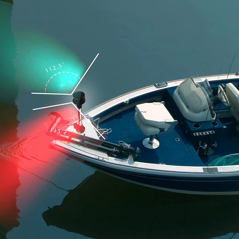 Bow Light LED Boat Navigation Lights Red And Green Bi-Color Light Pole Removable Plug In Base 12 Inches