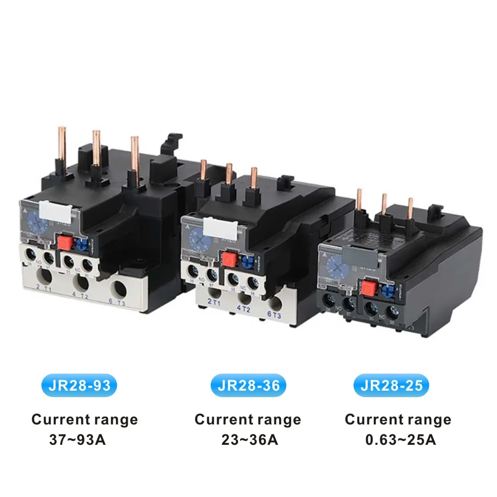 JR28-25 Thermal Overload Relay 1.6A 2.5A 4A 6A 8A 10A 13A 18A 25A LR2D13 Adjustable Thermal Relay Over Current Protection Relay