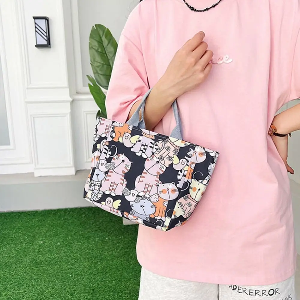 Casual Large Capacity Cartoon Graffiti Handbag Multifunctional Fashion Printed Handbag Denim Fabric Nylon Leisure Handbag Gift