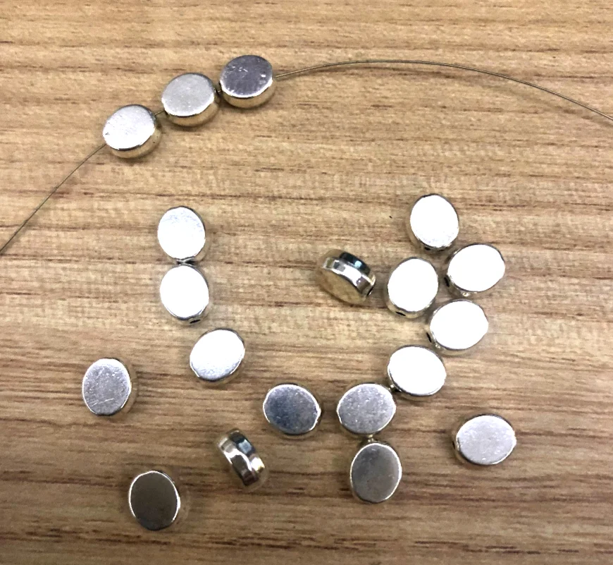 

100pcs 6.5x5.9x3mm Alloy metal antiqued silver oval spacer beads for jewelry making HW2502