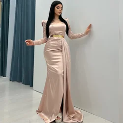Satin Sash Cocktail Party Trumpet Square Neck Bespoke Occasion Gown Long Dresses