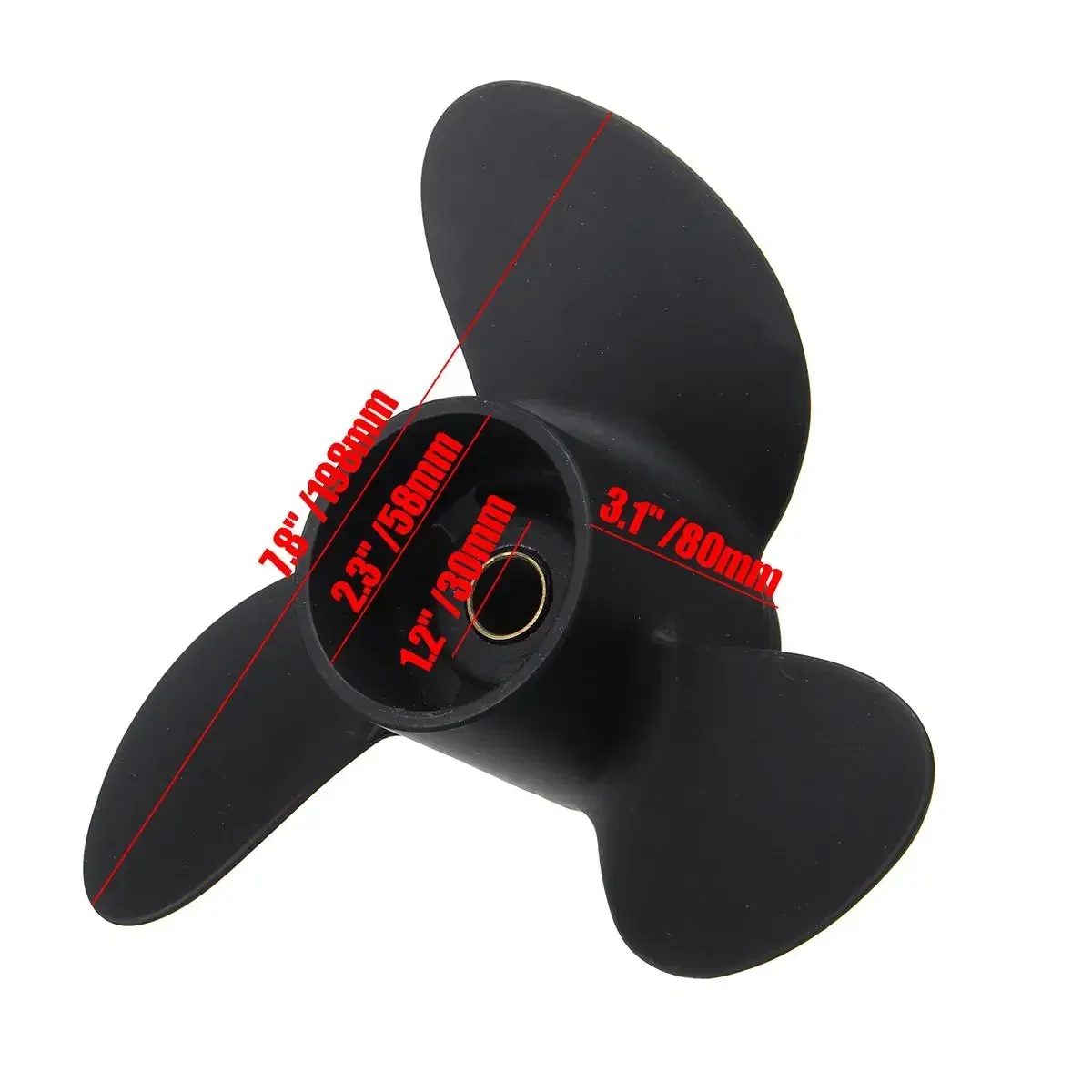 For Tohatsu/Nissan/Mercury 4-6HP 369B645181 / 48-812951A02 7.8 x 9'' Marine Outboard Propeller Aluminum Alloy Black Propeller