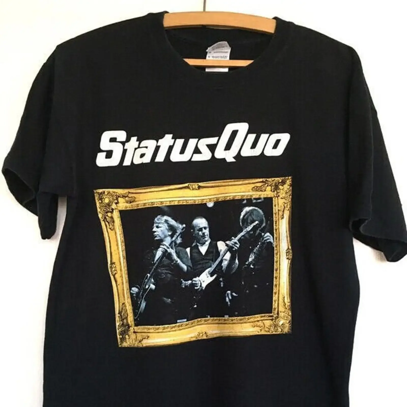 Rare Vintage Status Quo T Shirt Preowned Band Festival Santana Concert vintage Washed homme Versatile Casual graphic fashion