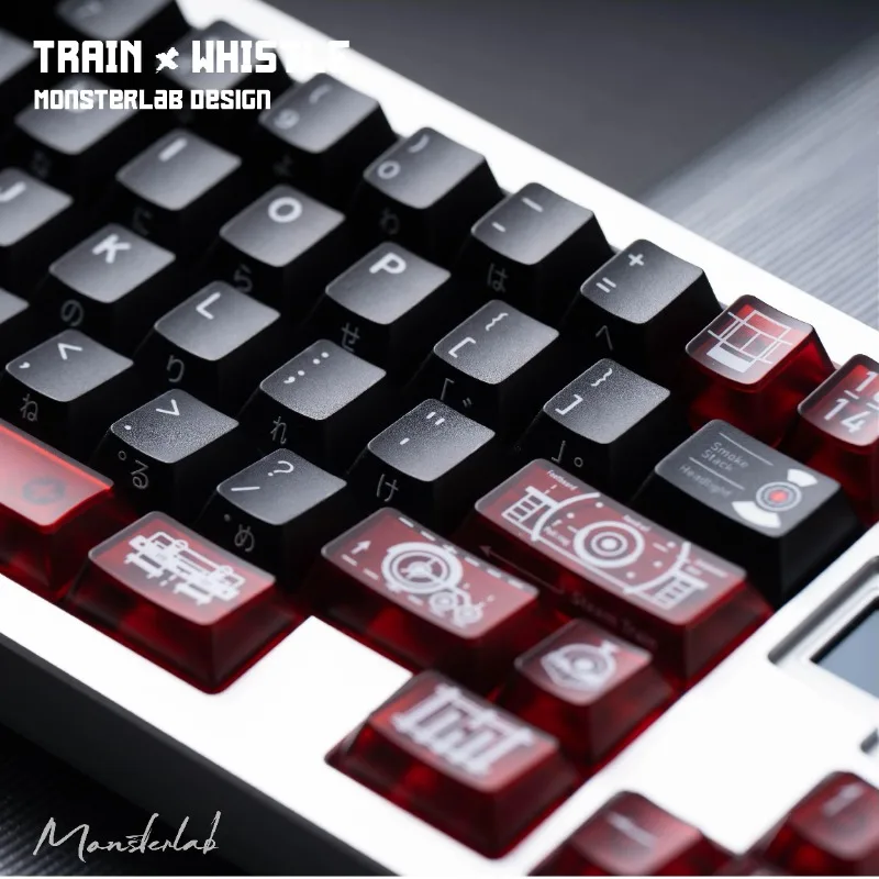 

MiFuny Cry Rail Keycap Тема поезда Черно-красные колпачки для клавиш PBT и ПК Матовые полупрозрачные колпачки для клавиш Механические колпачки с магнитной осью