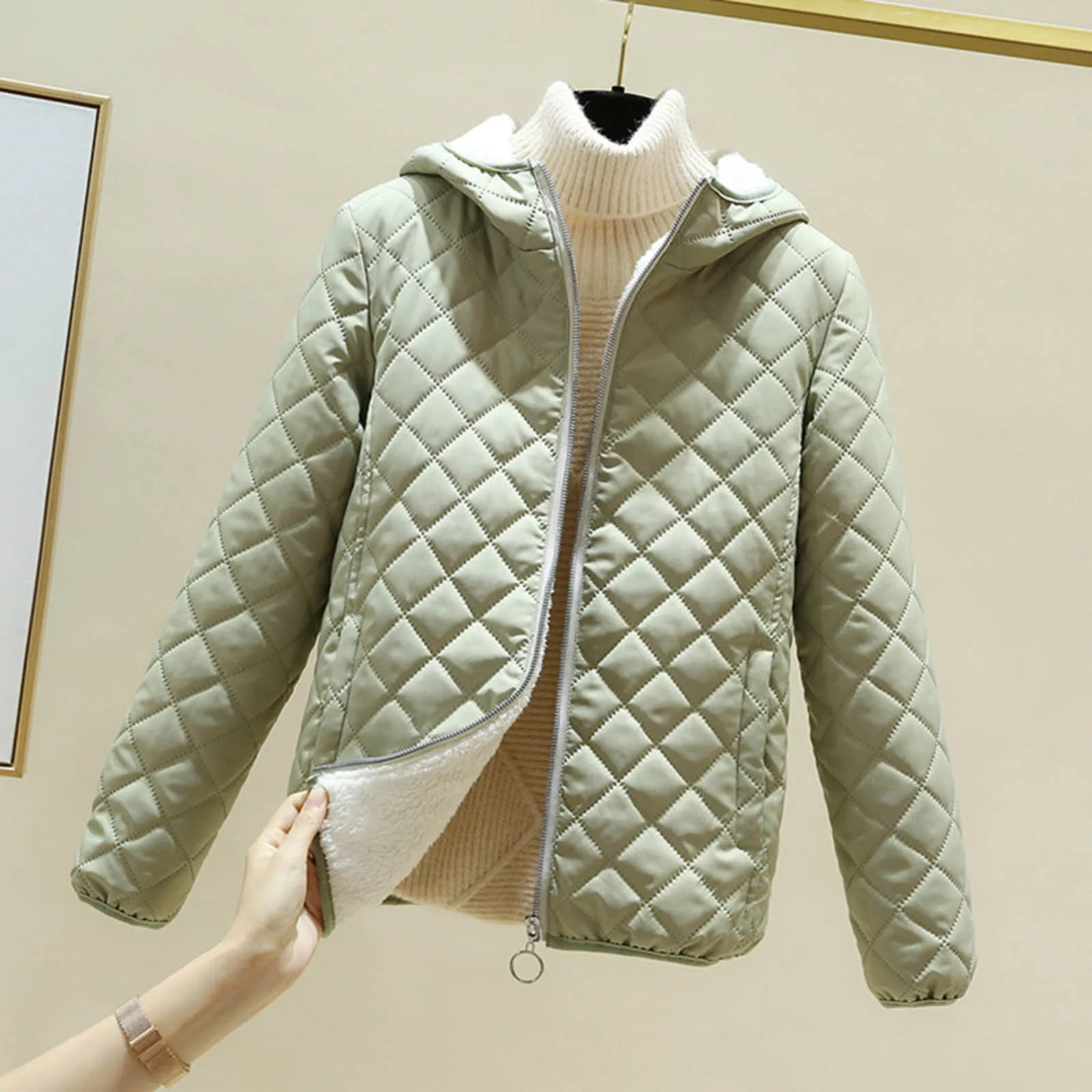 

Korean Fashion Winter Ladies Jacket Coats Quilted Coat Long Sleeve Solid Color New 2023 Jacket Loose Elegance Casual Comfort