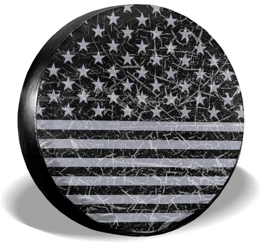 cozipink Retro Distressed USA Flag Patriotic Spare Tire Cover American Flag Wheel Covers for  Trailer RV SUV Truck Travel Tr