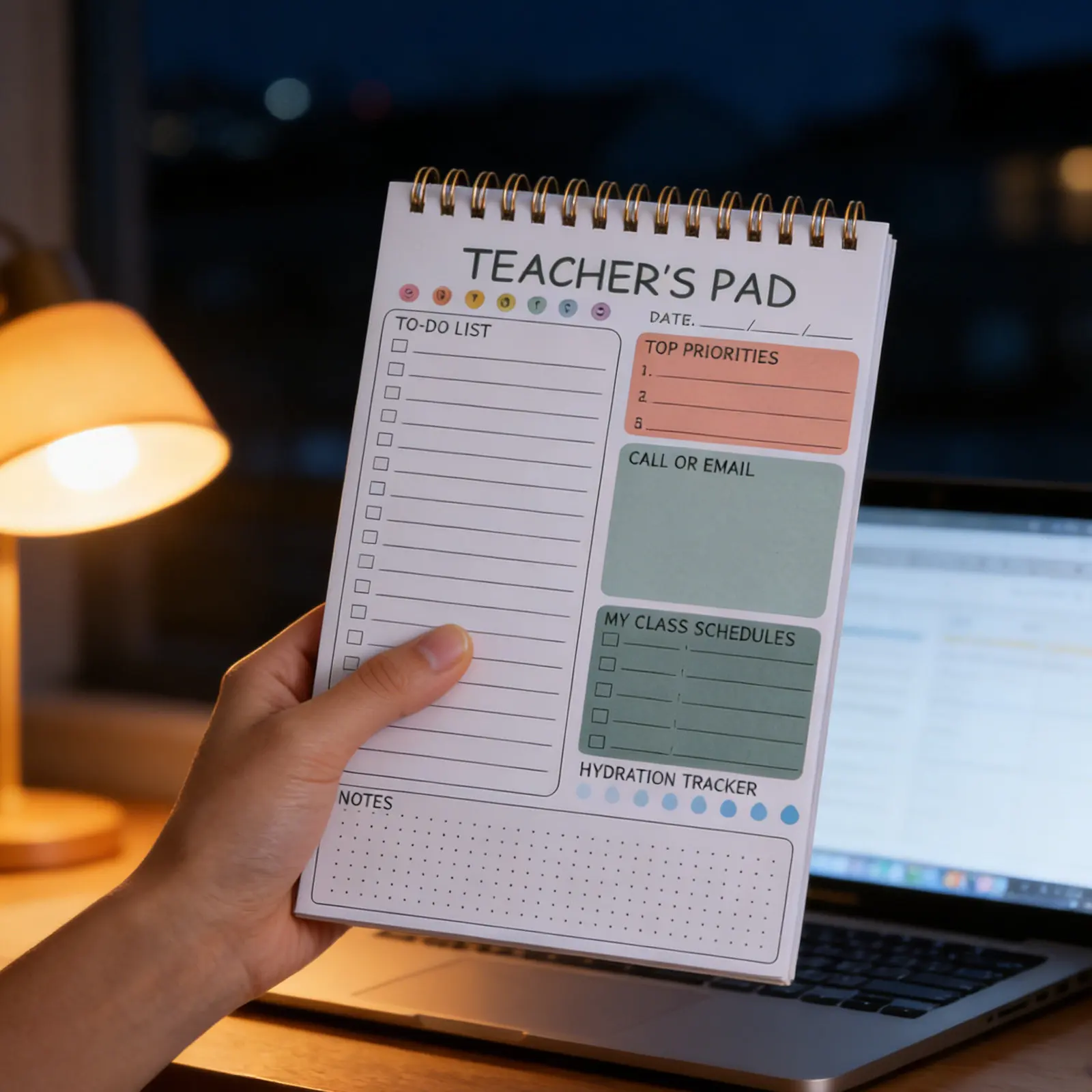 Memo Pad Organizer Large Format 8.5x11 Inch Daily Planner Sheets with Binding Rings for Home Office Project Tracking