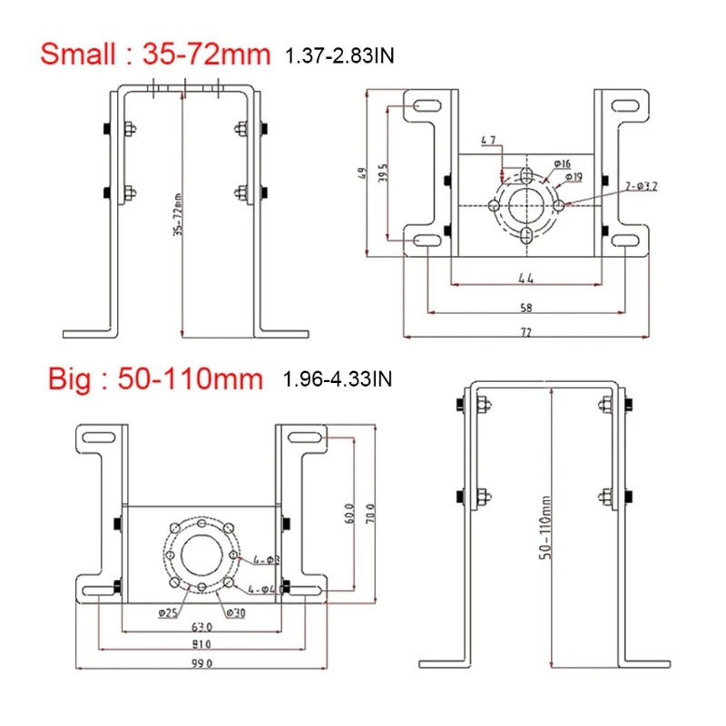 Universal Metal Motor Bracket Adjustable Height Motor Mounting Holder Black