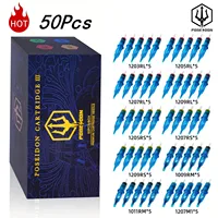 Aguja de tatuaje POSEIDON V3, 50 Uds., mezcla de agujas de tatuaje para maquillaje permanente, máquina de tatuaje, aguja de tatuaje desechable, suministros de tatuaje