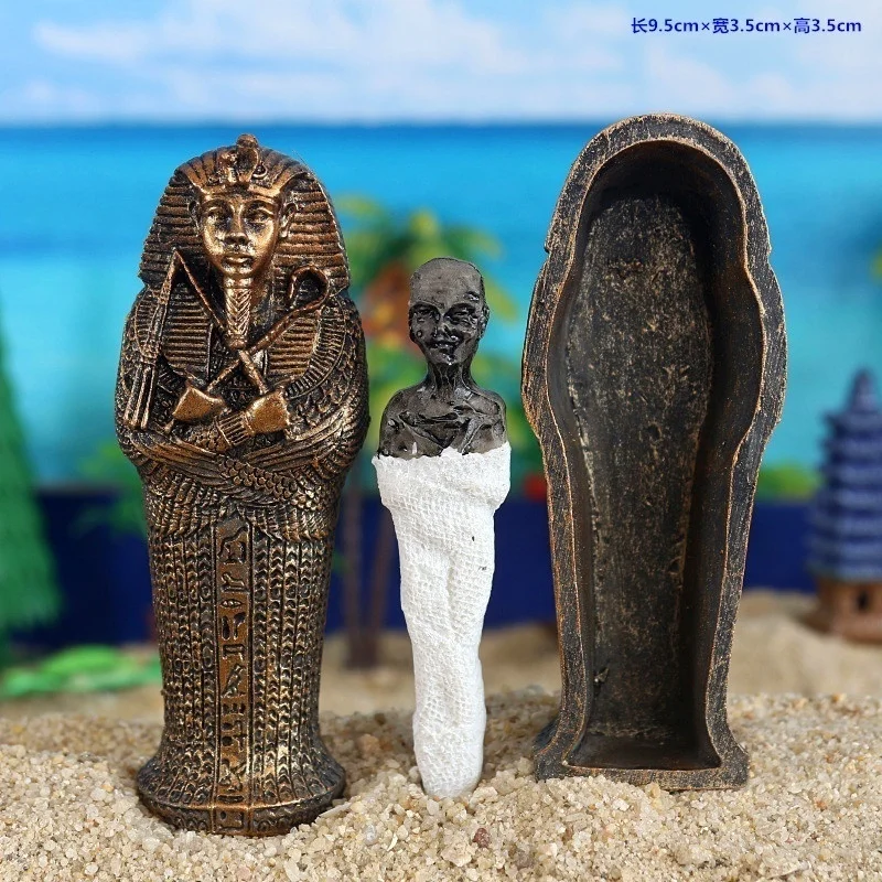 Fashion Egyptian Pharaoh Mummy Egypt King Home Decor Resin Figurine Coffin H9.4cm