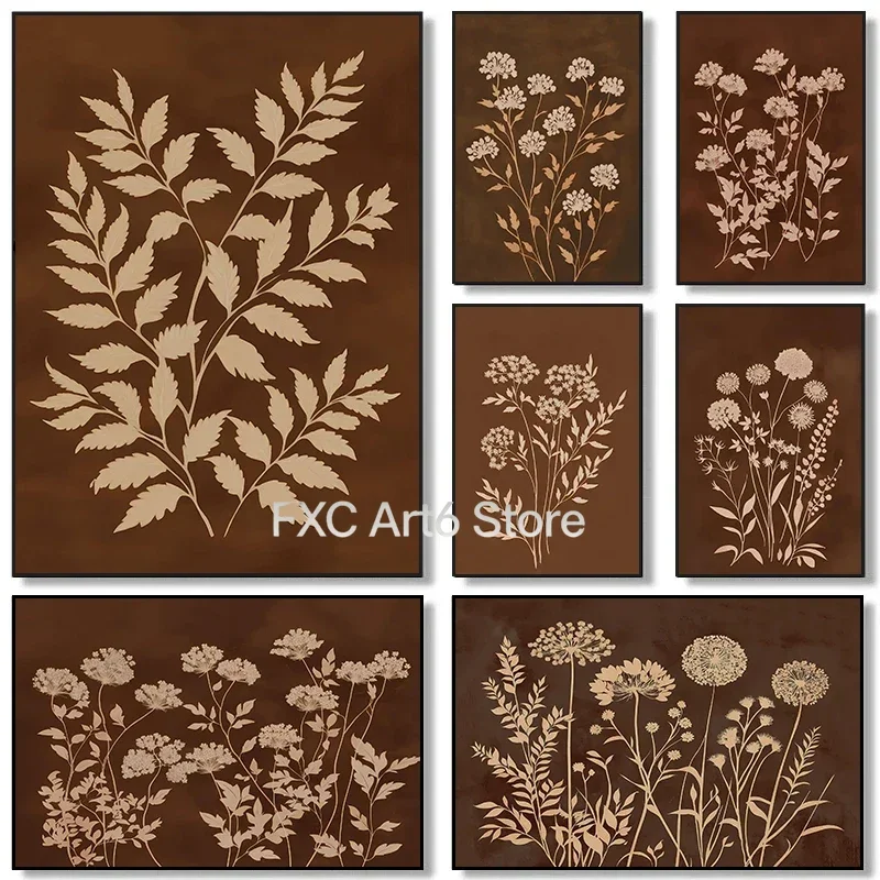1 Pieza, Cuadro sin Marco, Estilo Bohemio, Arte Floral Vintage de Primavera, Plantas, Flores Silvestres, Póster Nórdico Neutral, Pinturas en Lienzo, Arte de Pared